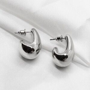Teardrop Silver Hoop Earrings